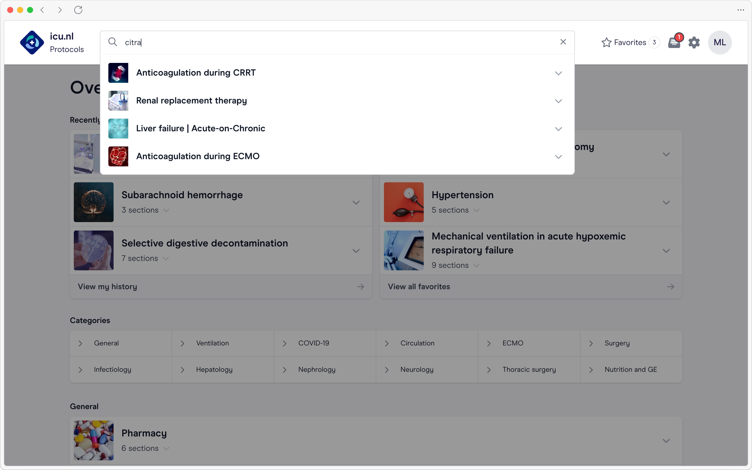 Screenshot of the Parallel application of a search action through the content to find information